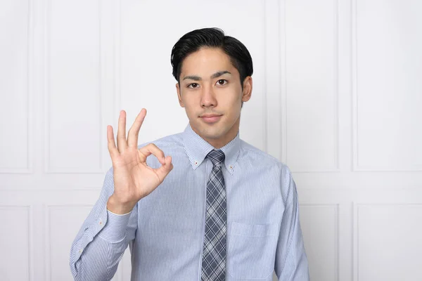 Asian Businessman Hand Sign — Stock Photo, Image