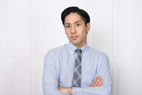 Asian Businessman His Arms Folded — Stock Photo, Image