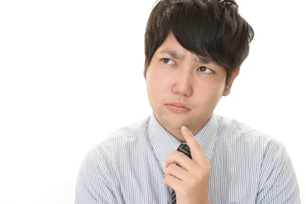 Serious Asian Businessman Thinking Something — Stock Photo, Image