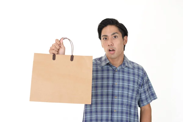 Young Man Shopping Bag — Stock Photo, Image