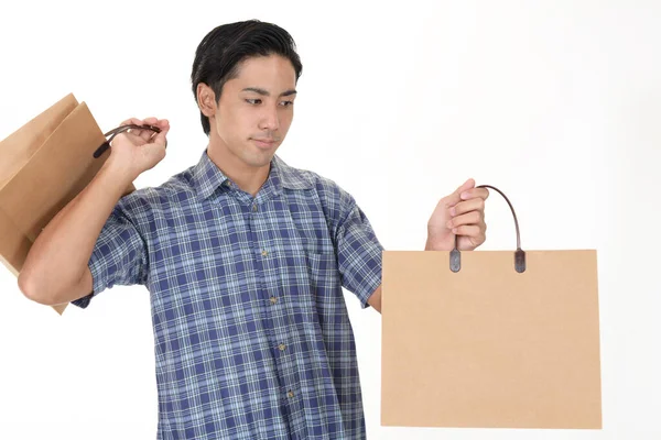 Joven Con Bolsa Compras —  Fotos de Stock