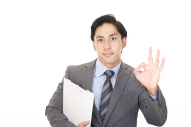 El işaretli Asyalı iş adamı