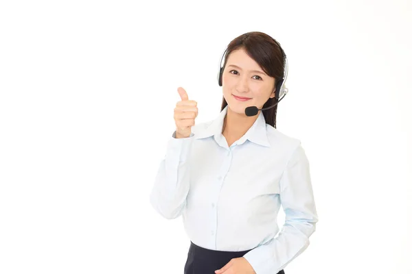 Operador Call Center Sorridente — Fotografia de Stock