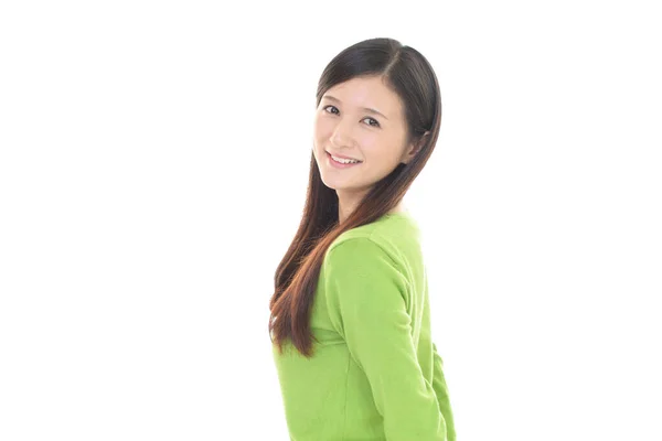 Smiling Asian Woman Isolated White Background — Stock Photo, Image