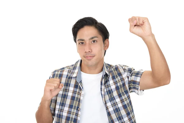 Der Junge Mann Der Glücklich Posiert — Stockfoto