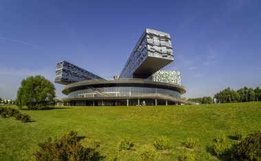 Skolkovo, Moskova, Rusya - 6 Eylül 2018: Bina, Moskova okul, yönetim iyi bilinen İngilizler tarafından tasarlanmış Skolkovo David Adjaye Skolkovo, Moskova bölgesinde 6 Eylül 2018 yılında Mimar.