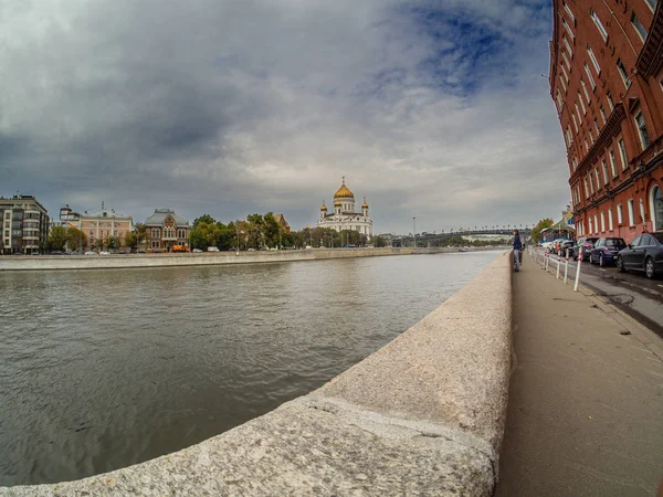 Moskau Russland September 2018 Christuskathedrale Und Moskaudamm Moskau Russland September — Stockfoto