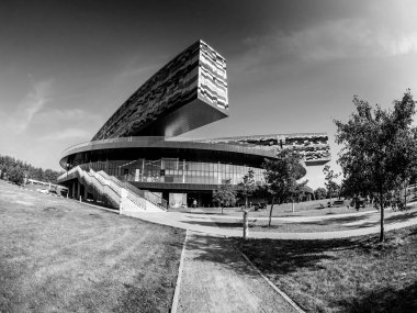 Skolkovo, Moskova, Rusya - 6 Eylül 2018: Bina, Moskova okul, yönetim iyi bilinen İngilizler tarafından tasarlanmış Skolkovo David Adjaye Skolkovo, Moskova bölgesinde 6 Eylül 2018 yılında Mimar