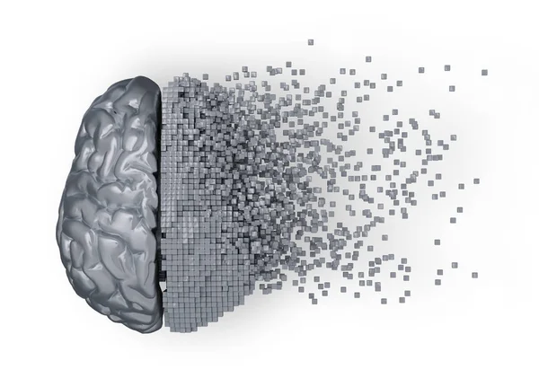 Desintegración del cerebro digital de metal —  Fotos de Stock