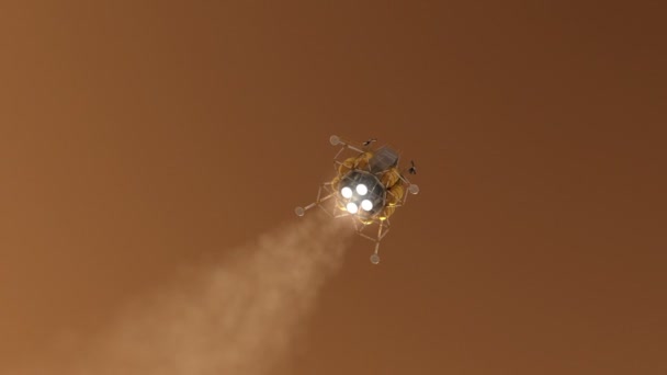 Módulo Descida Aterrando Planeta Marte Animação Realista — Vídeo de Stock