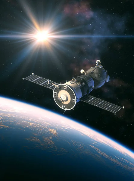 Russian Spacecraft In The Rays Of Light — Stock Photo, Image