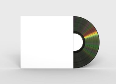 Beyaz kağıt durumda siyah vinil kaydı