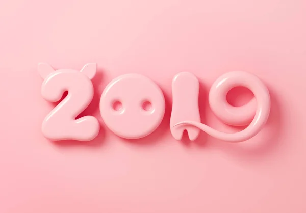 돼지 귀, 코, 다리, 꼬리로 숫자 개념 2019 — 스톡 사진