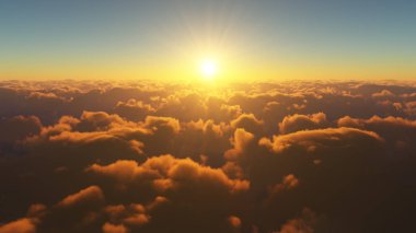 Güzel ve gerçekçi gündoğumu bulutların üzerinde