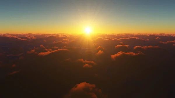 Erstaunlicher und realistischer Sonnenaufgang über den Wolken — Stockfoto