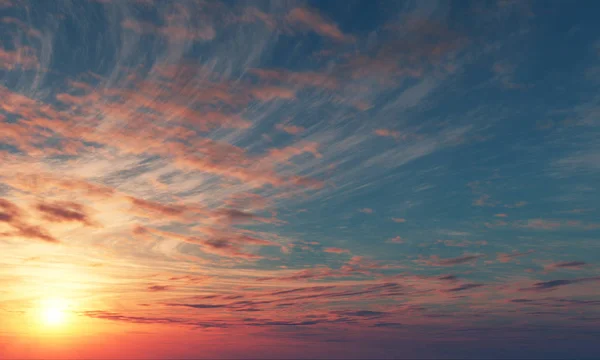 Schöner Sonnenaufgang mit blauem Himmel und rosa Wolken — Stockfoto