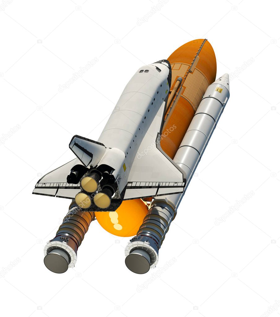 American Space Shuttle Isolated On White Background