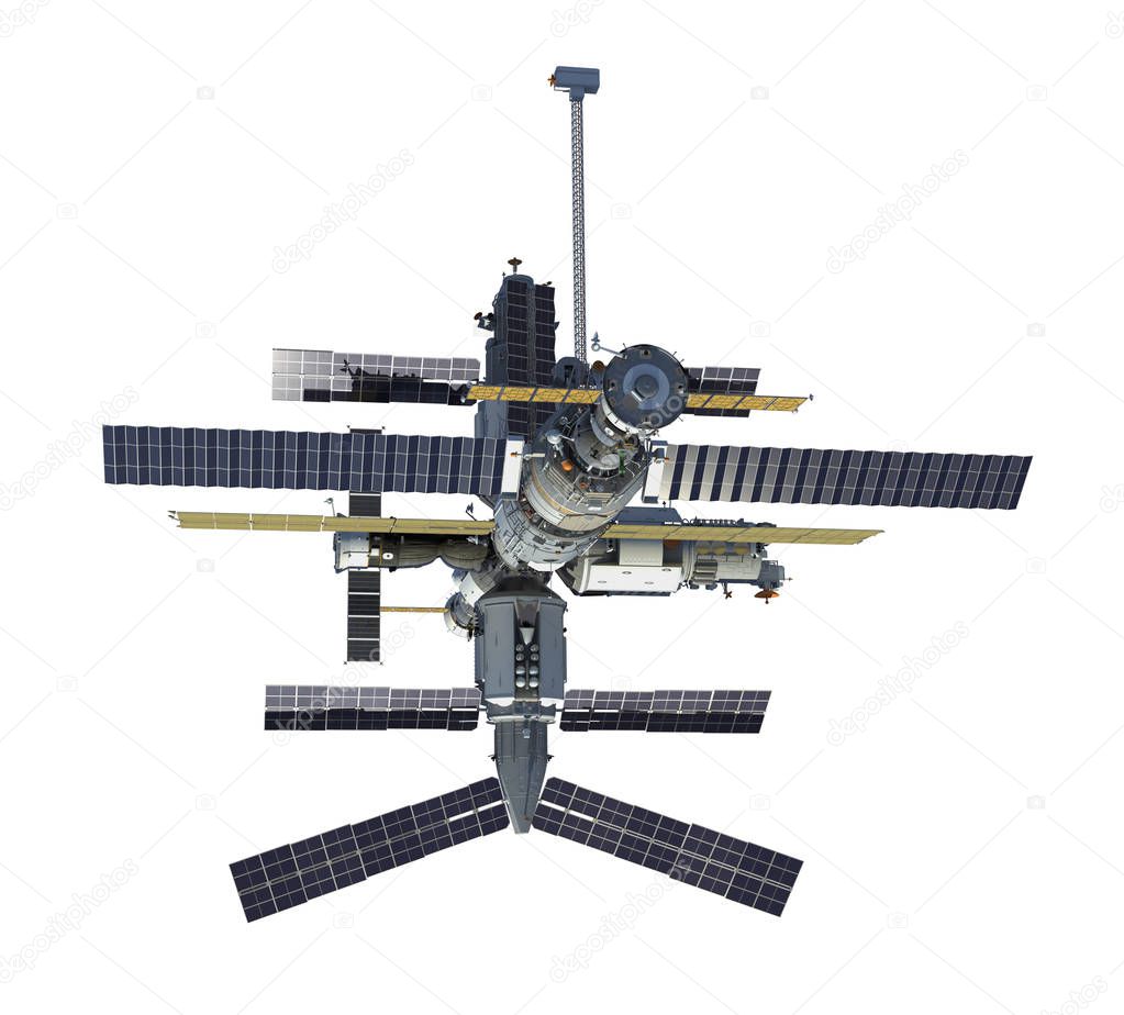 Russian Space Station Isolated On White Background