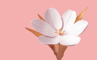 Pembe Arka Plan Üzerine Kavramsal Sentetik Çiçek Lale