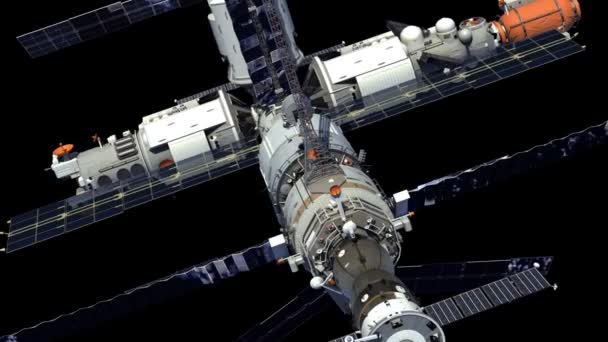 Stazione Spaziale Alpha Channel Separatamente Animazione Possibile Utilizzare Qualsiasi Sfondo — Video Stock