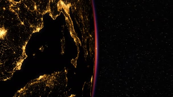 Nascer Sol Espaço Vista Noturna Incrível Zona Europeia Planeta Terra — Vídeo de Stock