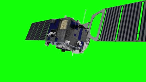 緑の画面上のスペース衛星 3Dアニメーション プロジェクトの背景を使用できます — ストック動画