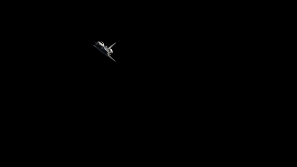 Vol de navette spatiale avec Alpha Matte. Animation 3D . 