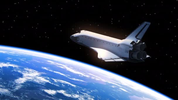 Διαστημικό λεωφορείο σε τροχιά γύρω από τη Γη — Αρχείο Βίντεο