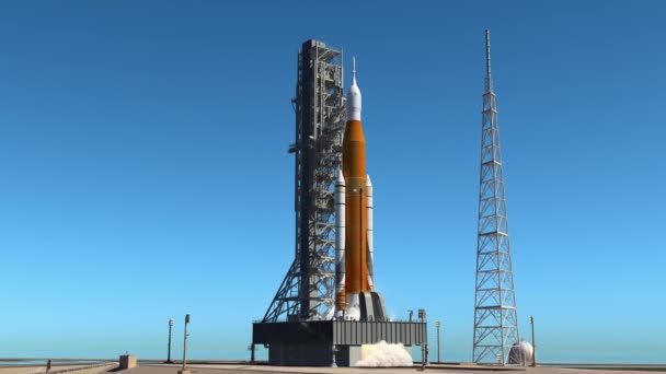 Lanzamiento de cohetes pesados grandes desde la plataforma de lanzamiento en Cabo Cañaveral — Vídeo de stock