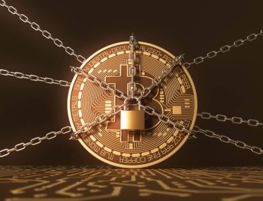 Yazdırılmış Devre Tahtasında Zincirle Kilitli Bitcoin