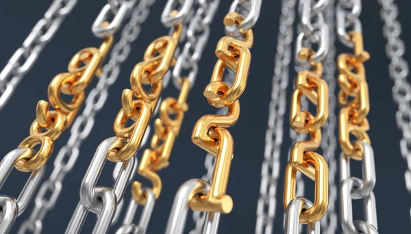 Cadenas con elementos de oro en forma de dígitos de años —  Fotos de Stock