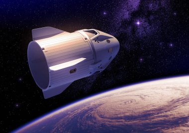 Dünya üzerinde ticari uzay aracı ve büyük bir kasırga.