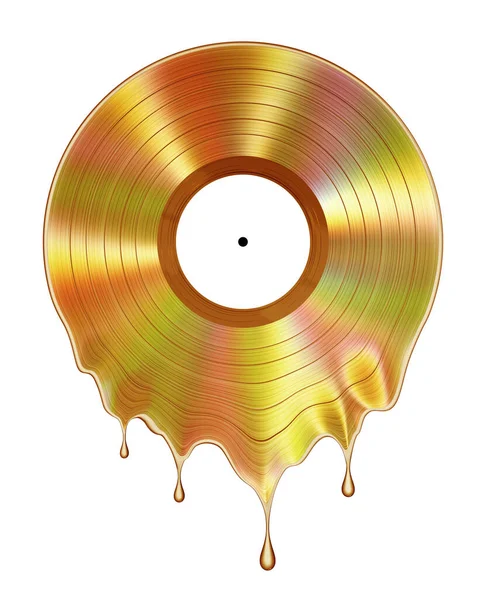 Golden iridescent roztavený vinyl ocenění izolované na bílém pozadí — Stock fotografie