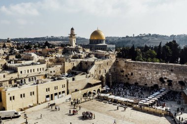 Jerusalem batı duvarı görünümü, Mescid-i Aksa ve Kudüs Arkeoloji Parkı İsrail, Ortadoğu