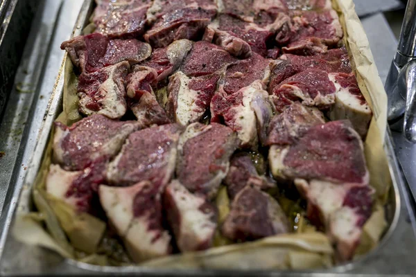 Dokonywanie Wszelkiego Rodzaju Czerwone Mięso Świeże Surowego Mięsa Czerwonego Przygotowania — Zdjęcie stockowe
