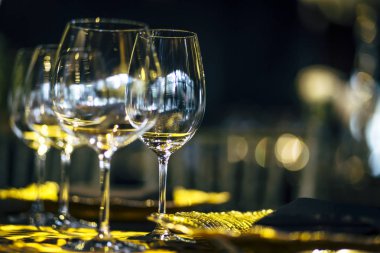 Lüks masa ayarları ile iyi yemek ve Züccaciye Mağazaları, güzel arka plan bulanık. Tatil Noel ve Hannukah için hazırlık akşam yemeği.