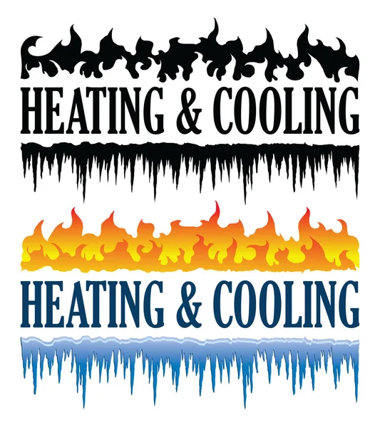 暖气和冷却标志是一个例子 可用于供暖和冷却或暖通空调公司 以一种颜色和多色版本出现 伟大的标志 T恤或其他任何你用来促进你的业务 — 图库矢量图片