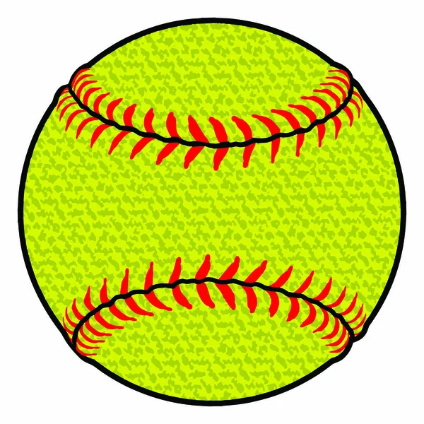 Softball Texturé Est Une Illustration Une Couleur Plate Stylisée Spot — Image vectorielle