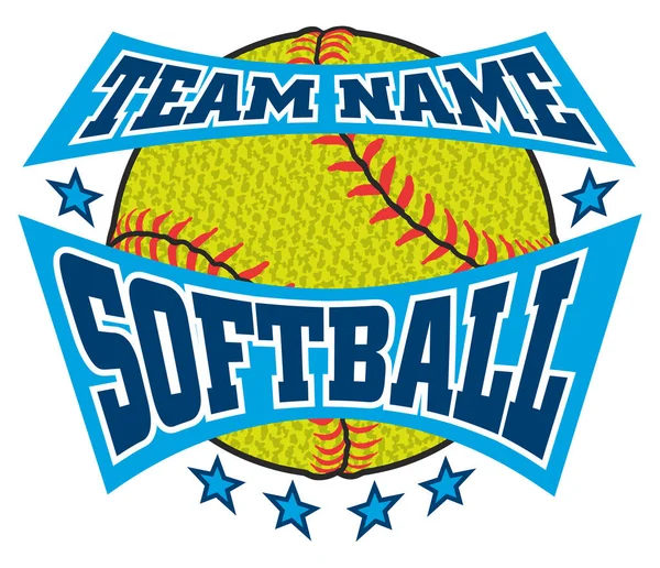 Textured Softball Team Name Design Uma Ilustração Design Softball Com — Vetor de Stock