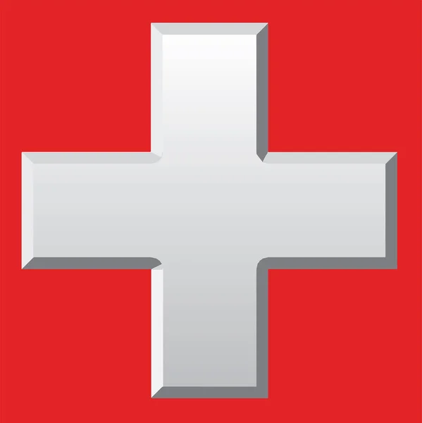 Beveled White Cross Illustration Looking White Cross Great Representing Emergency — Stock Vector