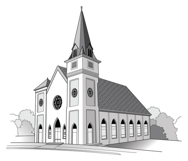 Church Line Drawing Detailed Illustration Church Has Shape Traditional Church — Stock Vector