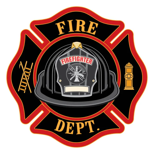 Fire Department Cross Black Helmet Est Une Illustration Pompier Pompier — Image vectorielle