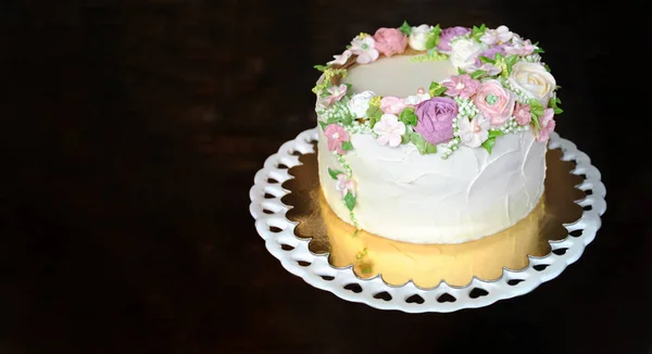 Słodki kwiatowy Buttercream urodziny, rocznica lub dzień matki CA — Zdjęcie stockowe
