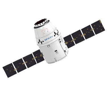 SpaceX ejderha uzay aracı. Vektör grafik uzay gemisi. Elon Misk uzay programı. Yalıtılmış görüntü