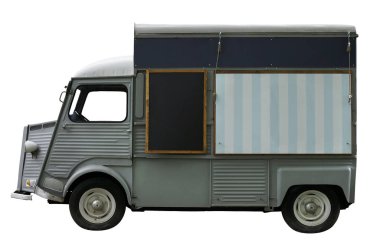 Beyaz arka plan üzerinde izole küçük, vintage gıda kamyon