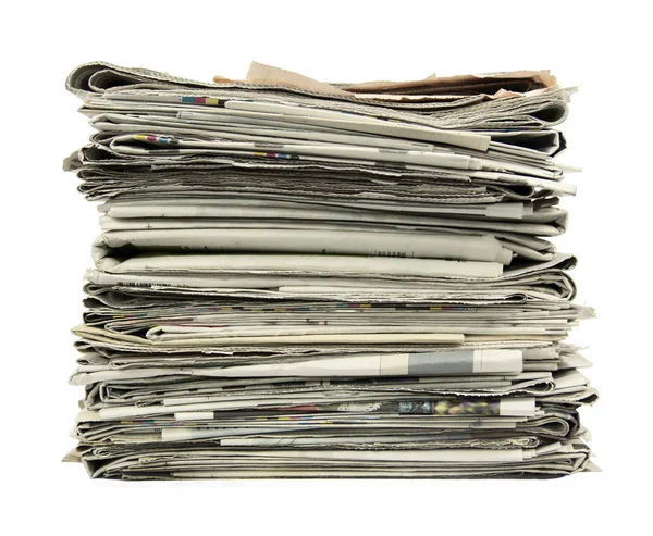 Stacked Newspapers Isolated White Background — Stock Photo, Image