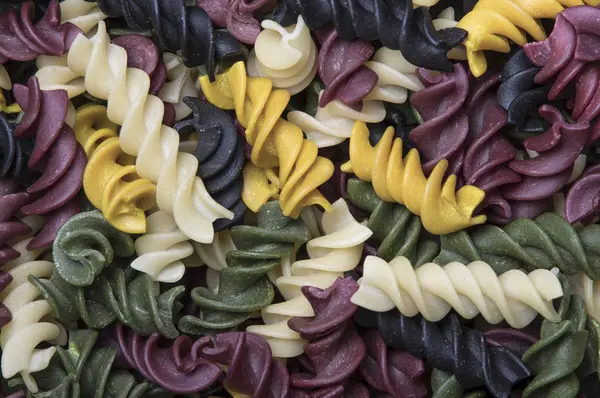 Colorato Sfondo Pasta Spirale Pasta Fantasia Vicino — Foto Stock