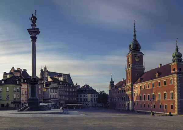Royal Castle King Zygmunt Column Old Town Warsaw Long Exposure — Stock Photo, Image