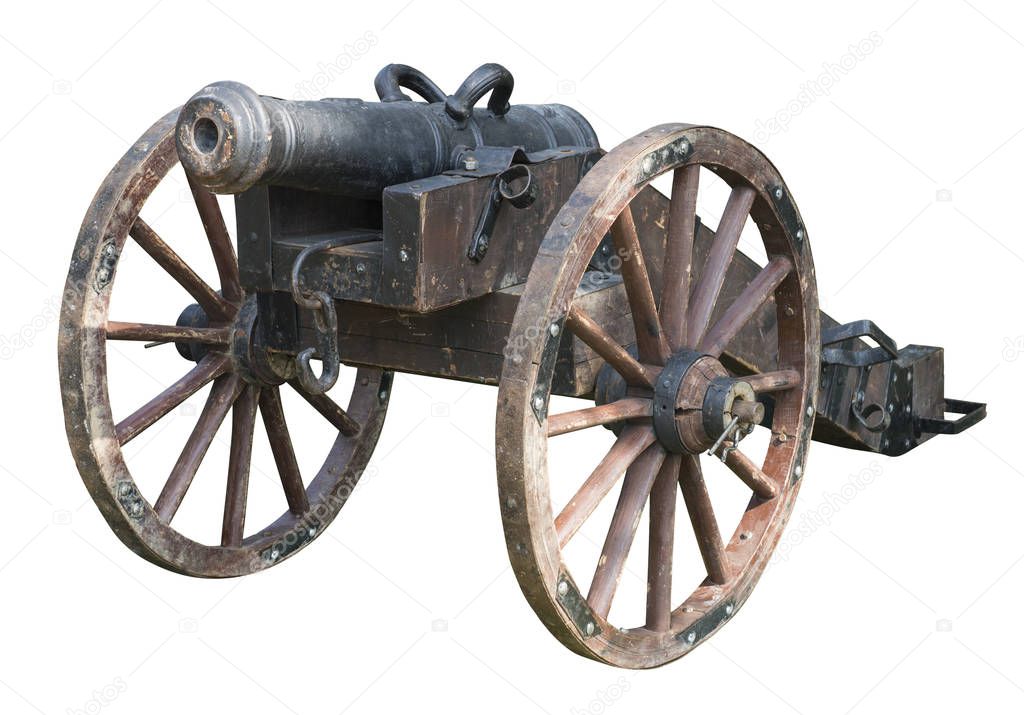 Old cannon isolated on white background