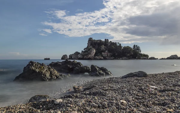 Isola Bella Taormina Sicilya uzun pozlama fotoğraf